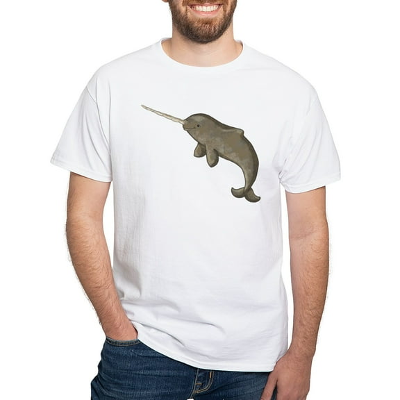 CafePress - Narwhal T Shirt - Men's White Classic Cotton T-Shirts
