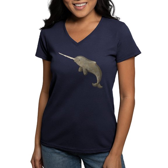 CafePress - Narwhal T Shirt - Women's V-Neck Dark T-Shirt