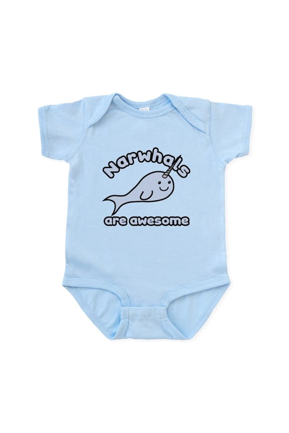 - Narwhals Are Awesome Infant Bodysuit - Baby Light Bodysuit, Size Newborn - 24 Months