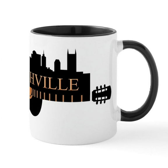 CafePress - Nashville Guitar Skyline LT Mugs - 11 oz Ceramic Mug - Novelty Coffee Tea Cup