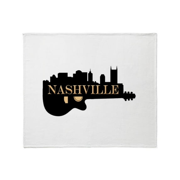 CafePress - Nashville Guitar Skyline Throw Blanket - Soft Fleece Throw Blanket, 50"x60" for All Ages