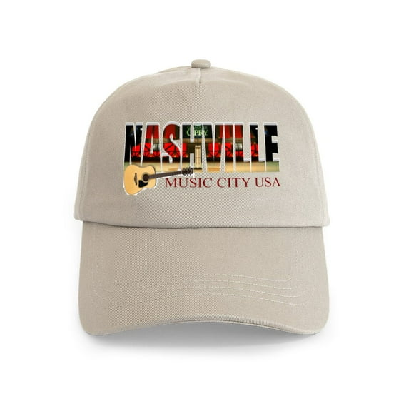 CafePress - Nashville Music City USA - Adjustable 100% Brushed Unisex Casual Cotton Baseball Cap, Beige, 1