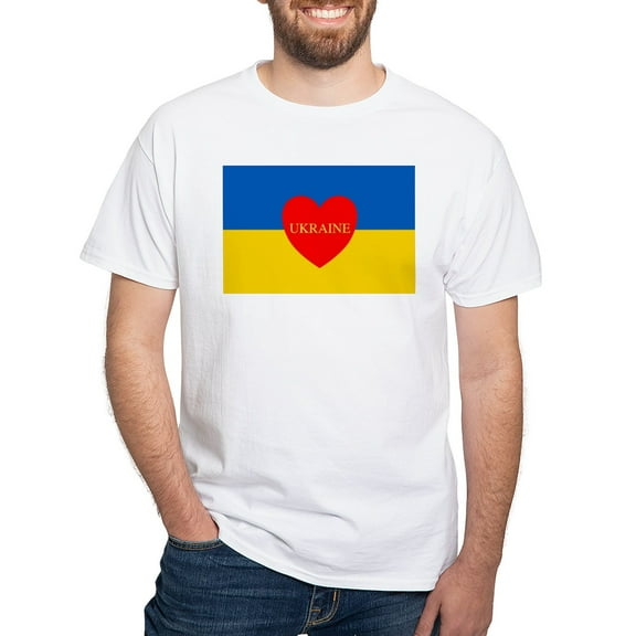 CafePress - National Flag Of ??????? / Ukraine High Qu T Shirt - Men's White Classic Cotton T-Shirts