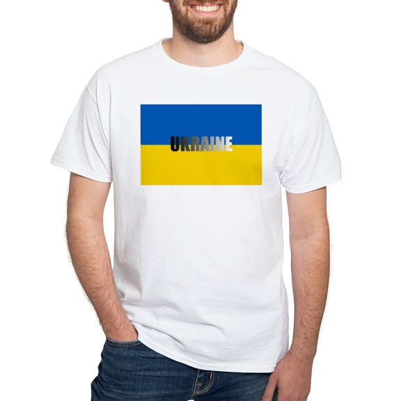 CafePress - National Flag Of ??????? / Ukraine High Qu T Shirt - Men's White Classic Cotton T-Shirts