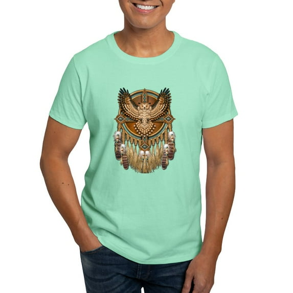 CafePress - Native American Owl Mandala 1 Dark T Shirt - Men's Classic Graphic Cotton T-Shirt