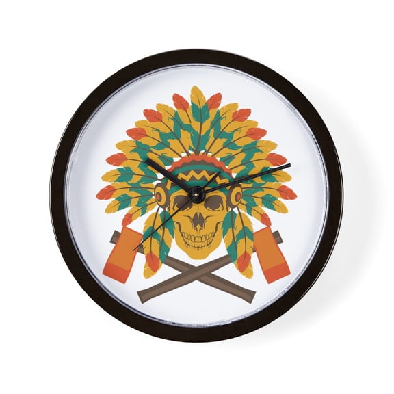 CafePress - Native Skull Headdress - 10" Quartz Analog Battery-Powered Modern Wall Clock, Unique