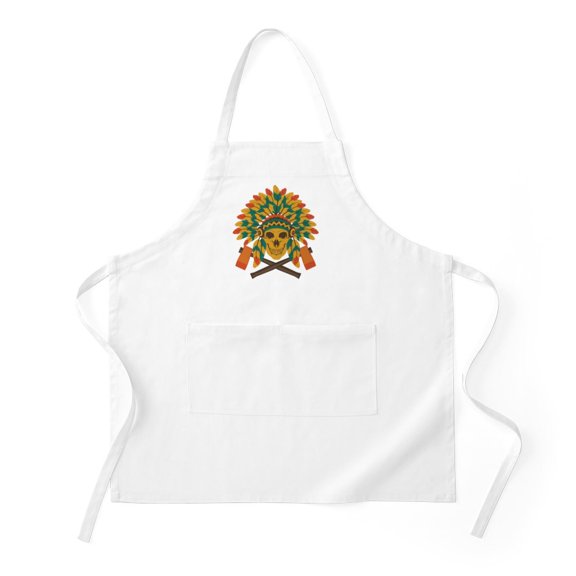 CafePress - Native Skull Headdress - Kitchen Apron with Pockets, Grilling Apron, Baking Apron