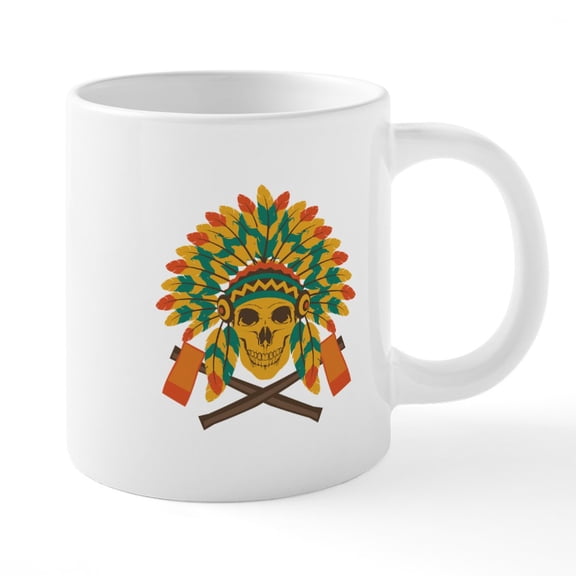 CafePress - Native Skull Headdress Mugs - 20 Oz White Ceramic Mega Mug