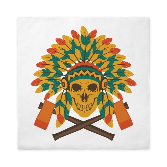 CafePress - Native Skull Headdress - Queen Duvet