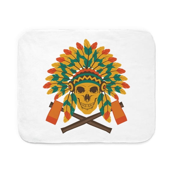 CafePress - Native Skull Headdress - Sherpa Fleece Throw Blanket 60" x 50"