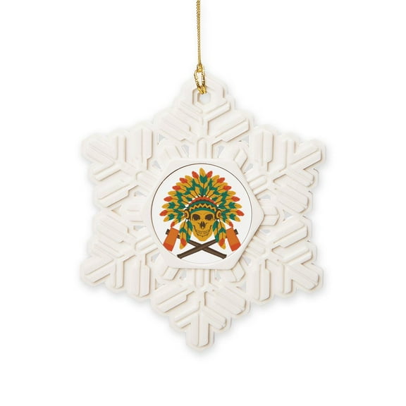 CafePress - Native Skull Headdress - Snowflake Ornament