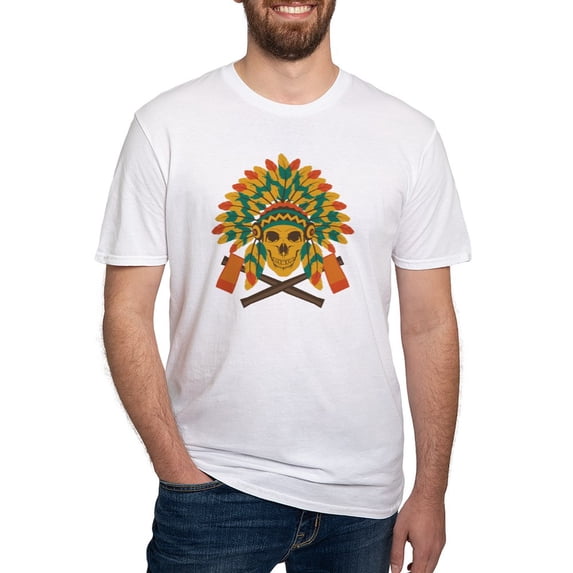 CafePress - Native Skull Headdress T Shirt - Fitted T-Shirt, Vintage Fit Soft Cotton Tee
