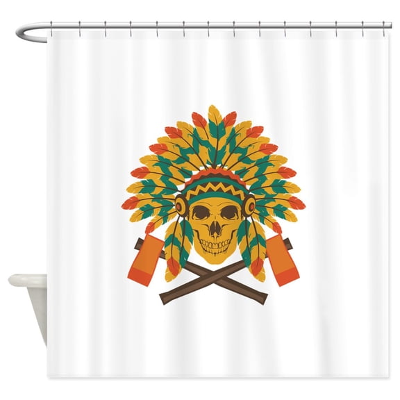 CafePress - Native Skull Headdress - Unique Fabric Shower Curtain 70" x 72"