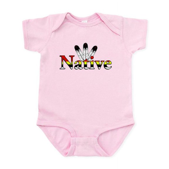 CafePress - Native Text With Eagle Feathers Body Suit - Baby Light Bodysuit, Size Newborn - 24 Months