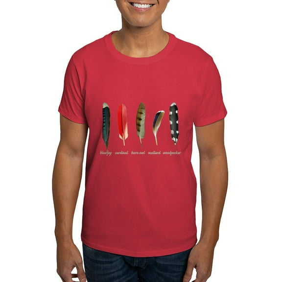 CafePress - Nature Art Bird Feathers Dark T Shirt - Men's Classic Graphic Cotton T-Shirt