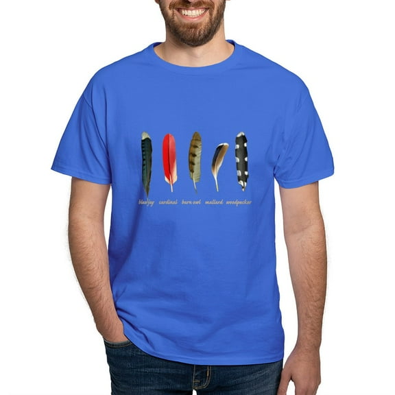 CafePress - Nature Art Bird Feathers Dark T Shirt - Men's Classic Graphic Cotton T-Shirt
