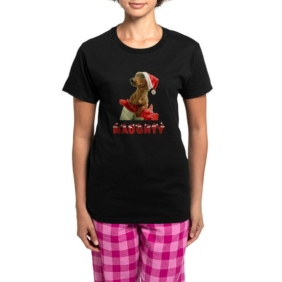 CafePress - Naughty Dachshund Women's Dark Pajamas - Women's Short Sleeve Print T-Shirt and Pants Dark Cotton Pajama Set