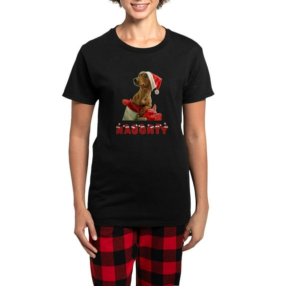 CafePress - Naughty Dachshund Women's Dark Pajamas - Women's Short Sleeve Print T-Shirt and Pants Dark Cotton Pajama Set