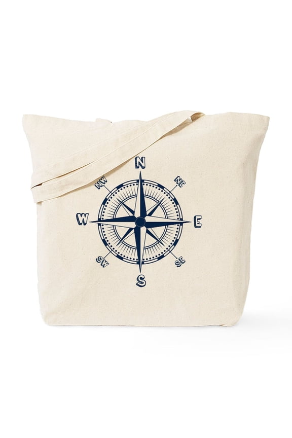 - Nautical Compass Tote Bag - Unisex Canvas Tote Bag, Beige, 1-Piece