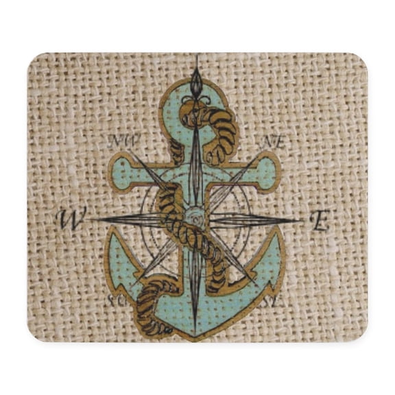 CafePress - Nautical Map Vintage Anchor Pattern Mousepad - Non-slip Rubber Mousepad, Gaming Mouse Pad