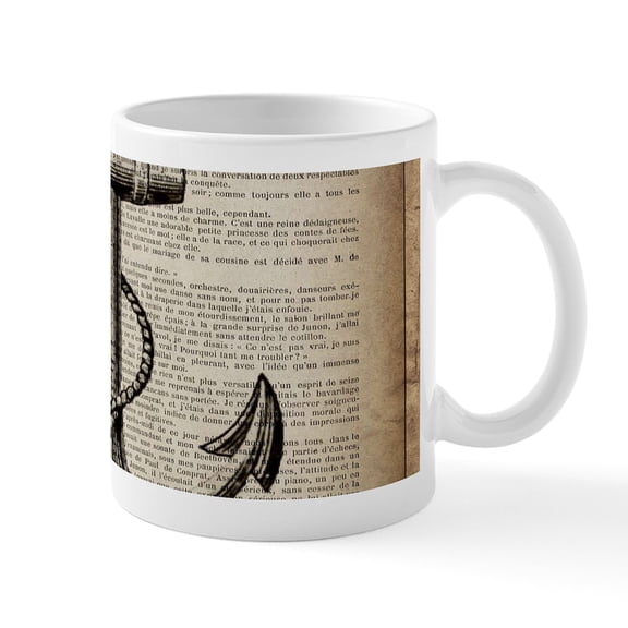 CafePress - Nautical Vintage Anchor Mugs - 11 oz Ceramic Mug - Novelty Coffee Tea Cup