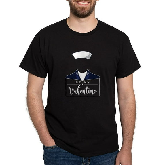 CafePress - Navy Be My Valentine Dark T Shirt - Men's Classic Graphic Cotton T-Shirt