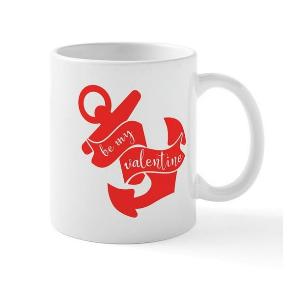 CafePress - Navy Be My Valentine Mug - 11 oz Ceramic Mug - Novelty Coffee Tea Cup