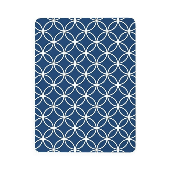 CafePress - Navy Blue Geometric Circles Pattern - Large Sherpa Fleece Throw Blanket 80" x 60"