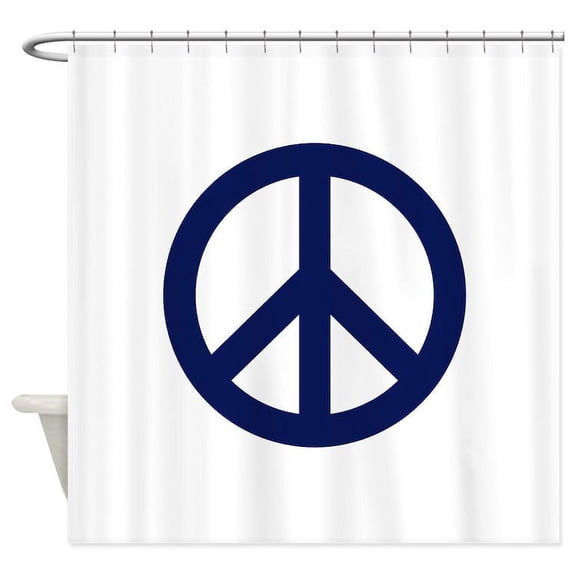 CafePress - Navy Blue Peace Sign - Unique Fabric Shower Curtain 70" x 72"