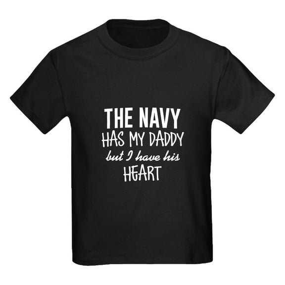CafePress - Navy Daddy's Heart Kids Dark T Shirt - Dark T-Shirt Kids XS-XL