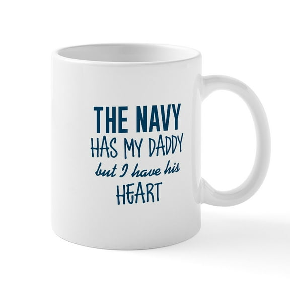 CafePress - Navy Daddy's Heart Mug - 11 oz Ceramic Mug - Novelty Coffee Tea Cup