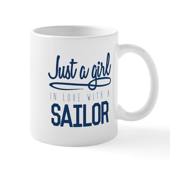 CafePress - Navy Girl Loves A Sailor Mug - 11 oz Ceramic Mug - Novelty Coffee Tea Cup