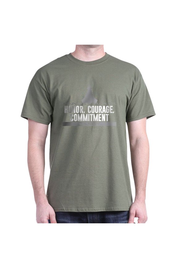 - Navy Honor Courage Commitment Dark T Shirt - Men's Classic Graphic Cotton T-Shirt