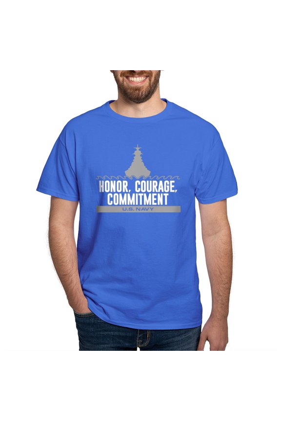 - Navy Honor Courage Commitment Dark T Shirt - Men's Classic Graphic Cotton T-Shirt