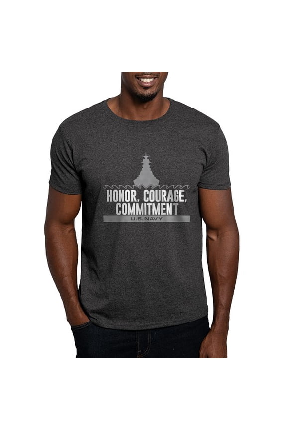 - Navy Honor Courage Commitment Dark T Shirt - Men's Classic Cotton T-Shirts