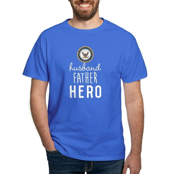 CafePress - Navy Husband Father Hero Dark T Shirt - Men's Classic Graphic Cotton T-Shirt