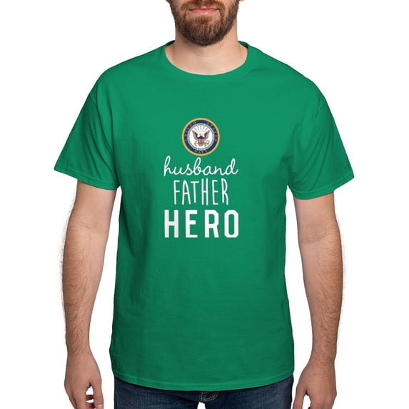 CafePress - Navy Husband Father Hero Dark T Shirt - Men's Classic Graphic Cotton T-Shirt