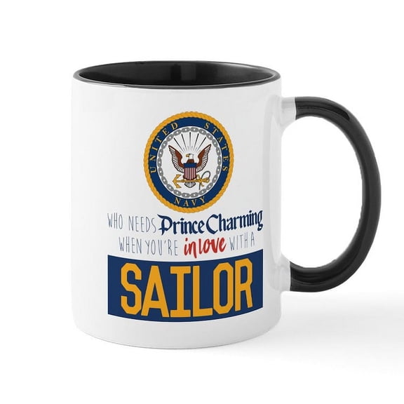 CafePress - Navy Prince Charming Mug - 11 oz Ceramic Mug - Novelty Coffee Tea Cup