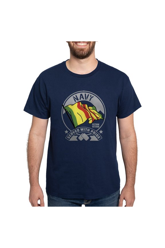 - Navy Served With Pride Dark T Shirt - Men's Classic Graphic Cotton T-Shirt