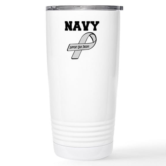 CafePress - Navy Support Our Troops Travel Mug - Insulated Stainless Steel Travel Tumbler 20 oz.