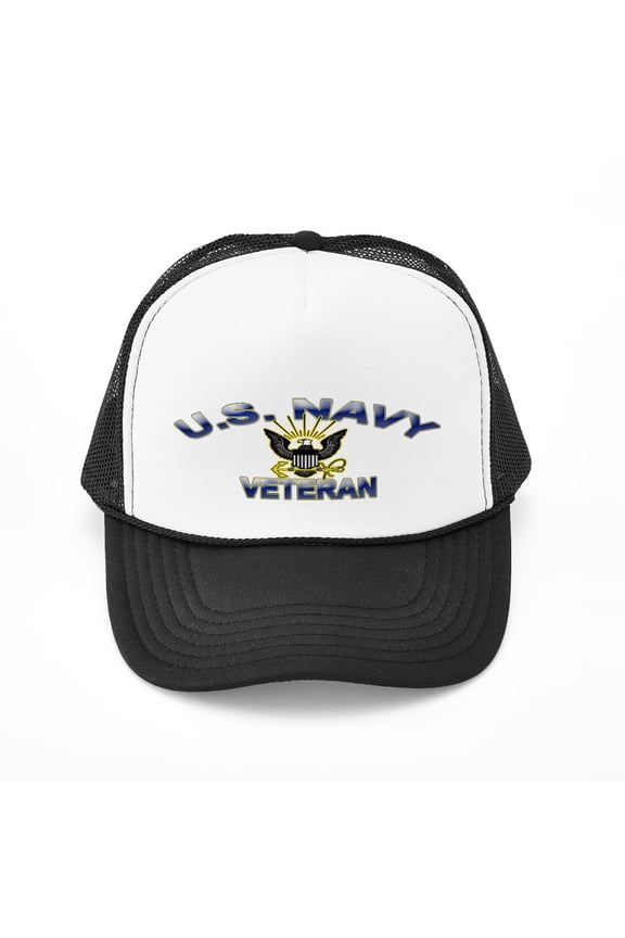 - Navy Veteran III - Adjustable Unisex Printed Trucker Hat with Mesh Back