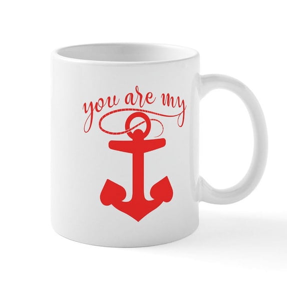CafePress - Navy You Are My Anchor Mug - 11 oz Ceramic Mug - Novelty Coffee Tea Cup