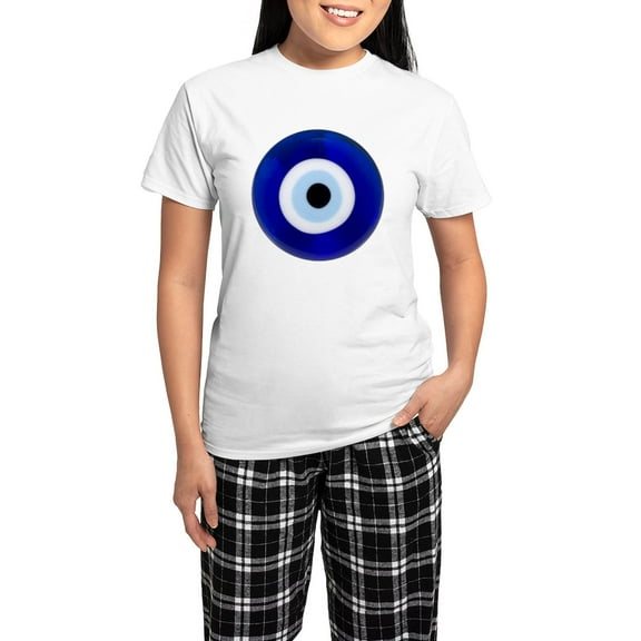 CafePress - Nazar Amulet Evil Eye Protection Pajamas - Women's Short Sleeve Print T-Shirt and Pants Light Cotton Pajama Set