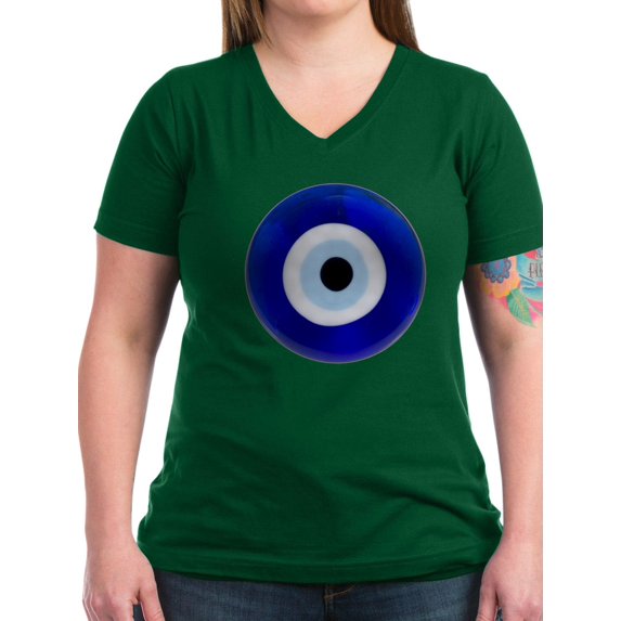 CafePress - Nazar Amulet Evil Eye Protection T Shirt - Women's V-Neck Dark T-Shirt