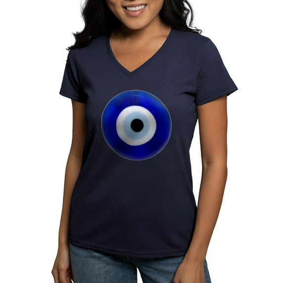 CafePress - Nazar Amulet Evil Eye Protection T Shirt - Women's V-Neck Dark T-Shirt
