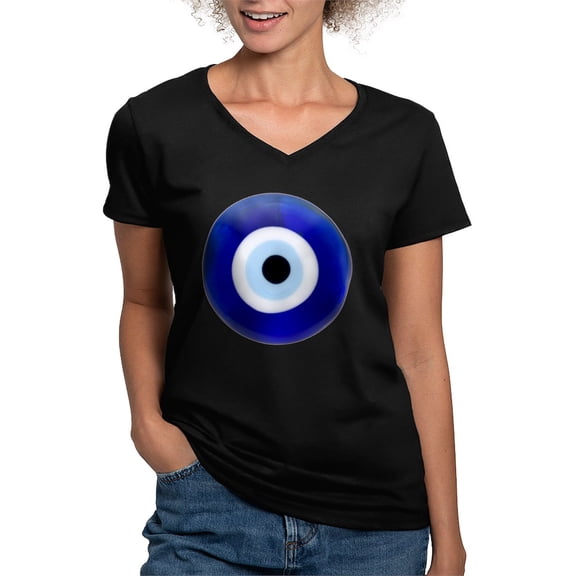 CafePress - Nazar Amulet Evil Eye Protection T Shirt - Women's V-Neck Dark T-Shirt
