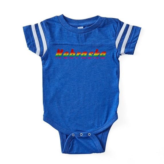 CafePress - Nebraska Rbw Txt - Cute Infant Baby Football Bodysuit