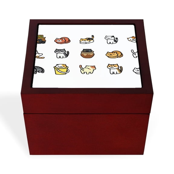 CafePress - Neko Atsume - Keepsake Box, Finished Hardwood Jewelry Box, Velvet Lined Memento Box