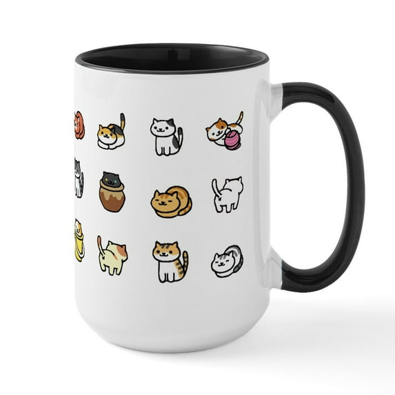 CafePress - Neko Atsume - 15 oz Ceramic Large White Novelty Mug