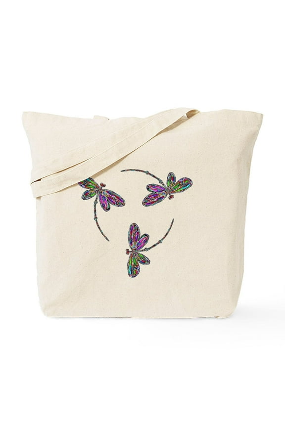 - Neon Dragonfly Trinity Tote Bag - Unisex Canvas Tote Bag, Beige, 1-Piece